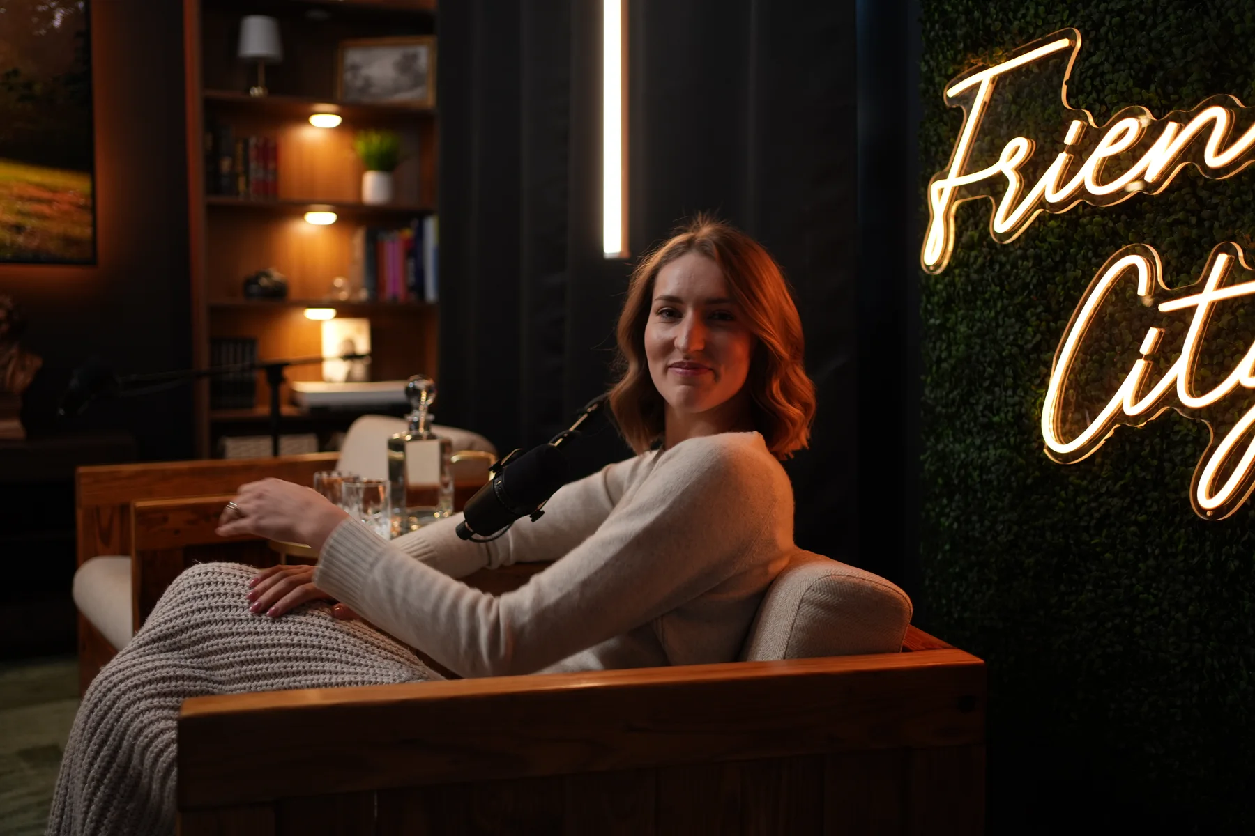 Anna in the Friendly Talk Show studio